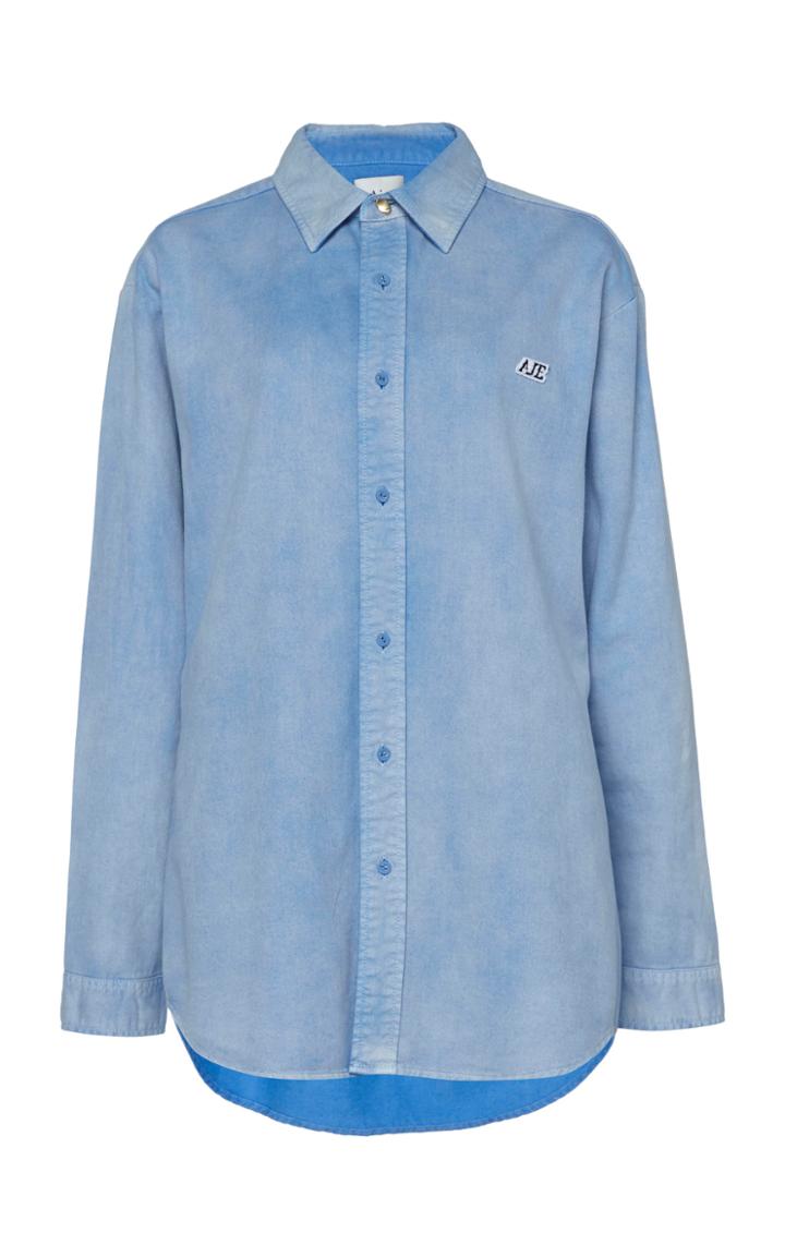 Moda Operandi Aje Overture Denim Button-down Cotton Shirt Size: 4