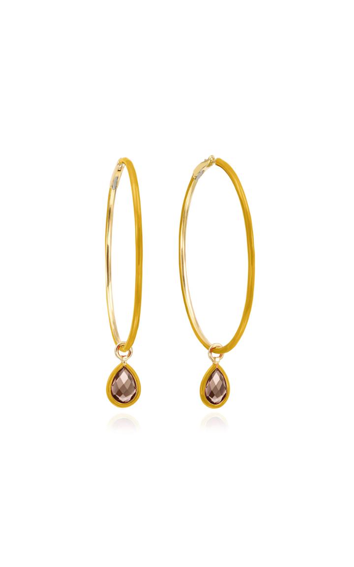 Moda Operandi Nina Runsdorf The Artist Smokey Topaz And Mustard Enamel Large Hoops