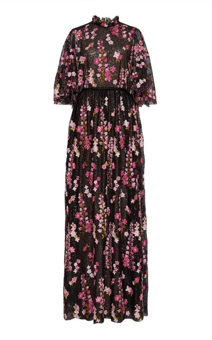 Giambattista Valli Floral Georgette-trim Maxi Dress