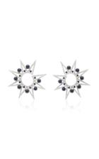 Colette Jewelry Starburst 18k White Gold Diamond And Agate Earrings