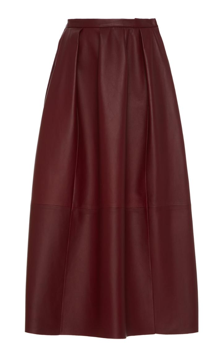 Agnona Nappa Leather Midi Skirt
