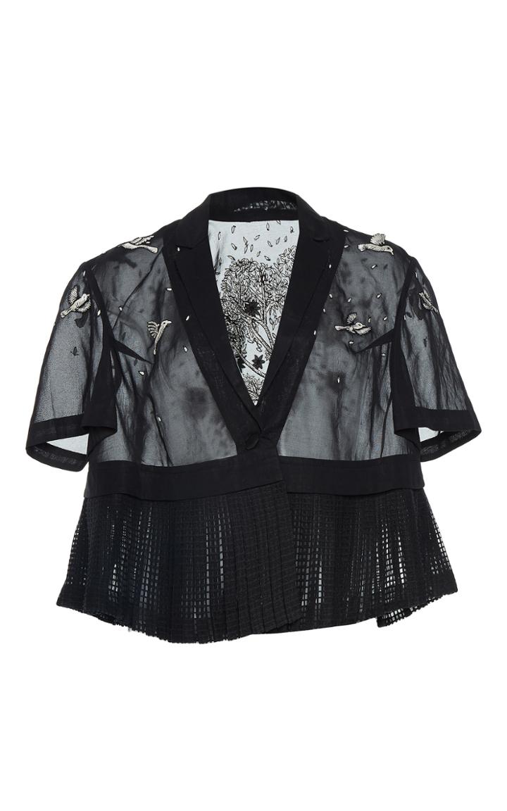 Rahul Mishra Hand Embroidered Pleated Crop Top