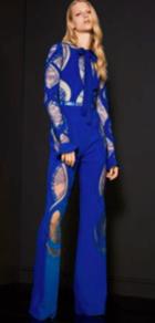 Elie Saab Special Order Jumpsuit With Lace And Tulle Inserts