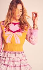Moda Operandi Loveshackfancy Emani Heart-knit Cotton-blend Cropped Sweater