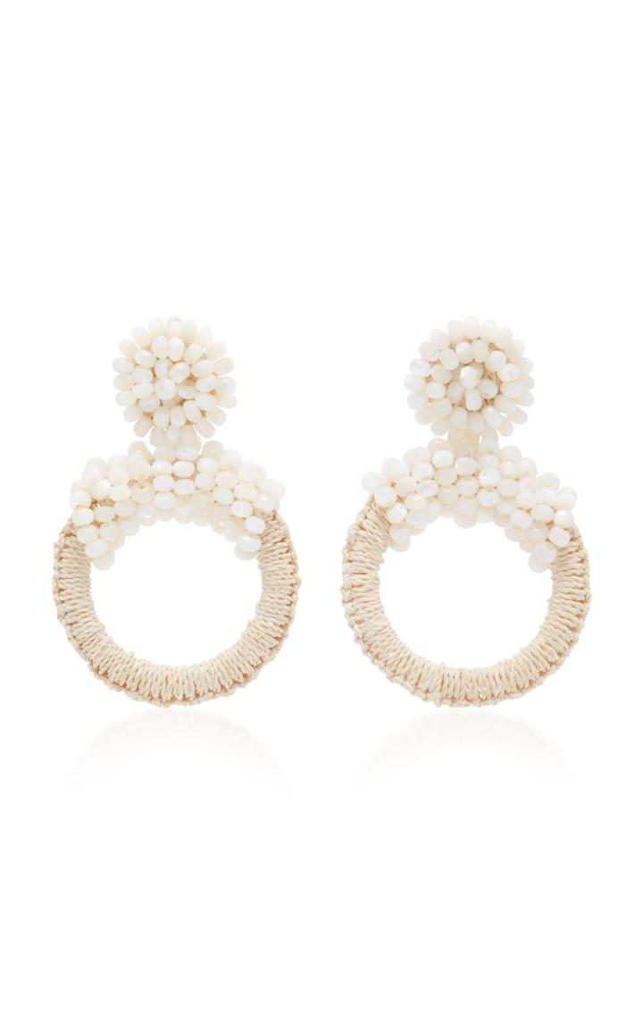 Bibi Marini Iraca Beaded Mother-of-pearl Hoop Earrings
