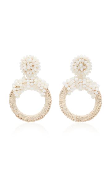 Bibi Marini Iraca Beaded Mother-of-pearl Hoop Earrings