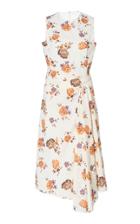 Victoria Beckham Asymmetric Floral-print Lace Midi Dress