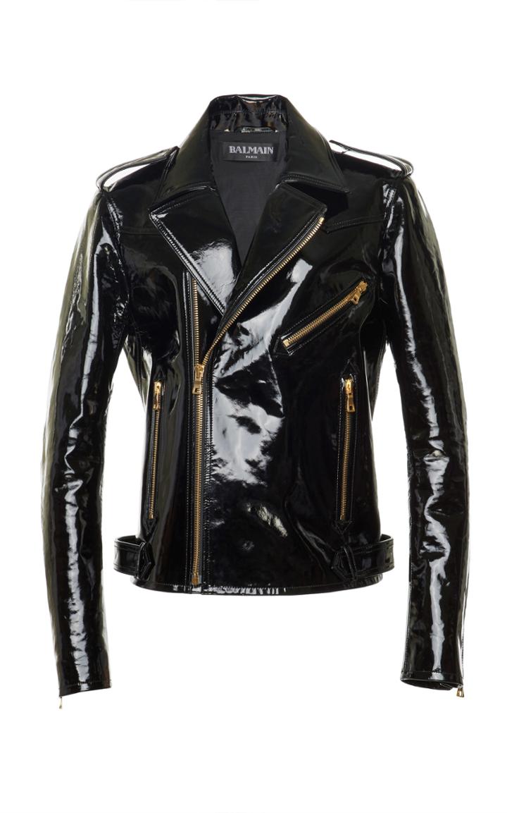 Balmain Patent Leather Biker Jacket