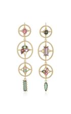 Lfrank One-of-a-kind Compass Earrings With Mixed Color Tourmalines