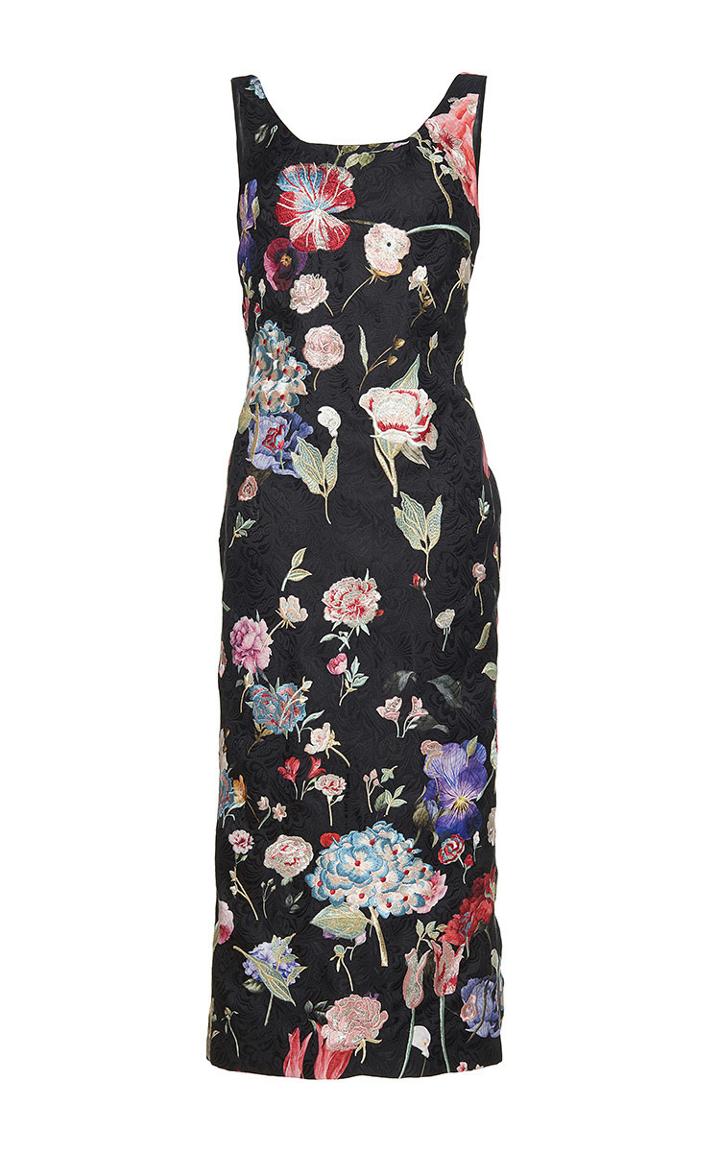 Sandra Mansour Reflect Sucr Printed Brocade Embroidered Midi Dress