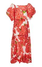 Rhode Aurora Tiered Floral-print Tencel-blend Midi Dress