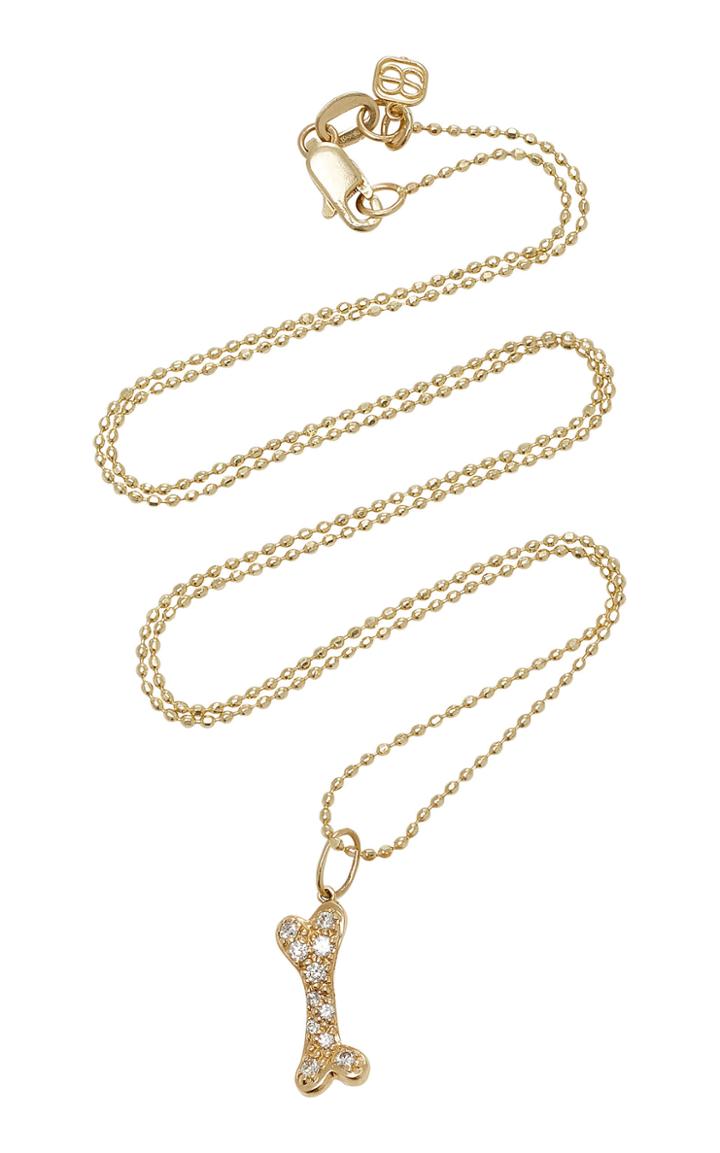 Sydney Evan Pave Dog Bone Charm On 16 Necklace