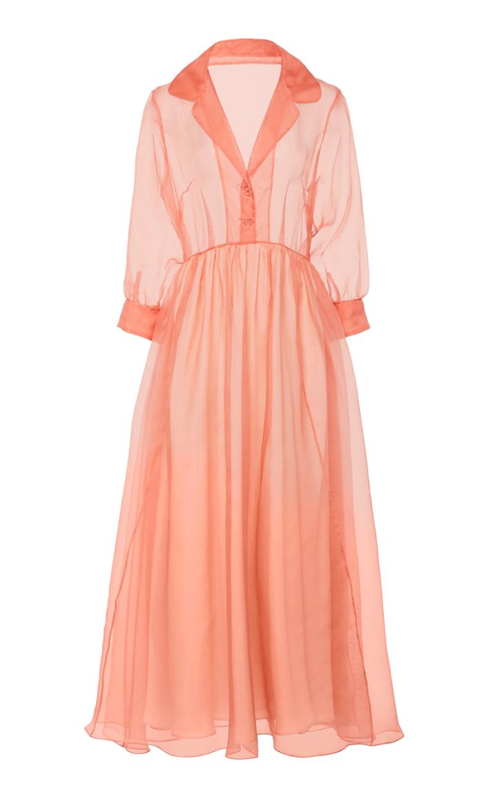 Black Iris Grace Silk Organza 3/4 Sleeve Shirt Dress
