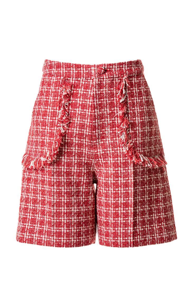 Moda Operandi Huishan Zhang Jillian Fringed Tweed Wide-leg Shorts