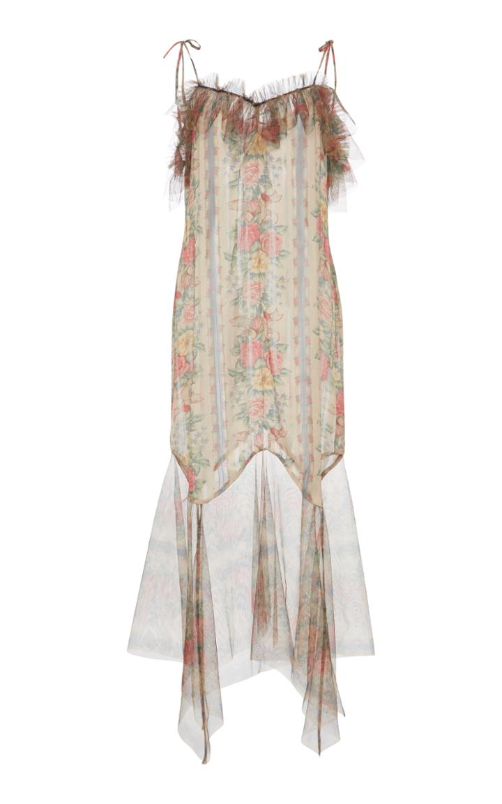Anna Sui Satin Stripe And Tulle Dress