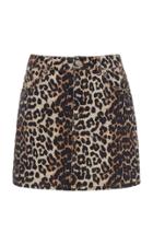 Ganni Leopard-print Denim Mini Skirt