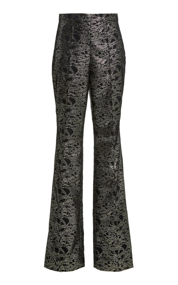 Moda Operandi Pamella Roland Metallic Jacquard Straight-leg Trosuers
