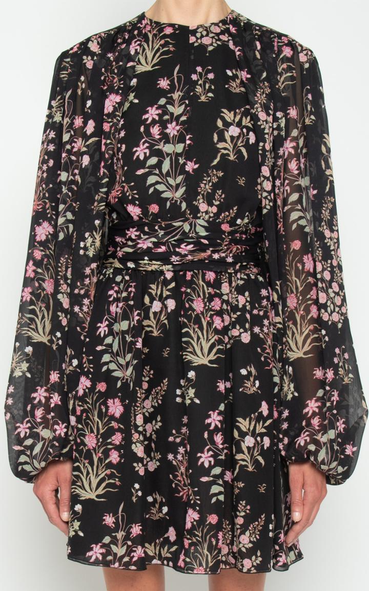 Moda Operandi Giambattista Valli Floral Balloon Sleeve Silk Dress
