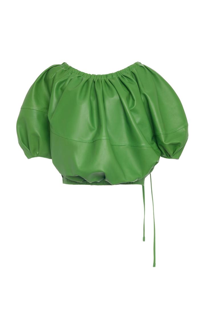 Moda Operandi Marni Gathered Leather Cocoon Blouse Size: 36