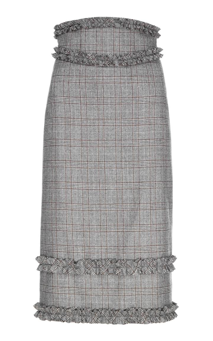 Flow The Label Plaid Wool Pencil Skirt