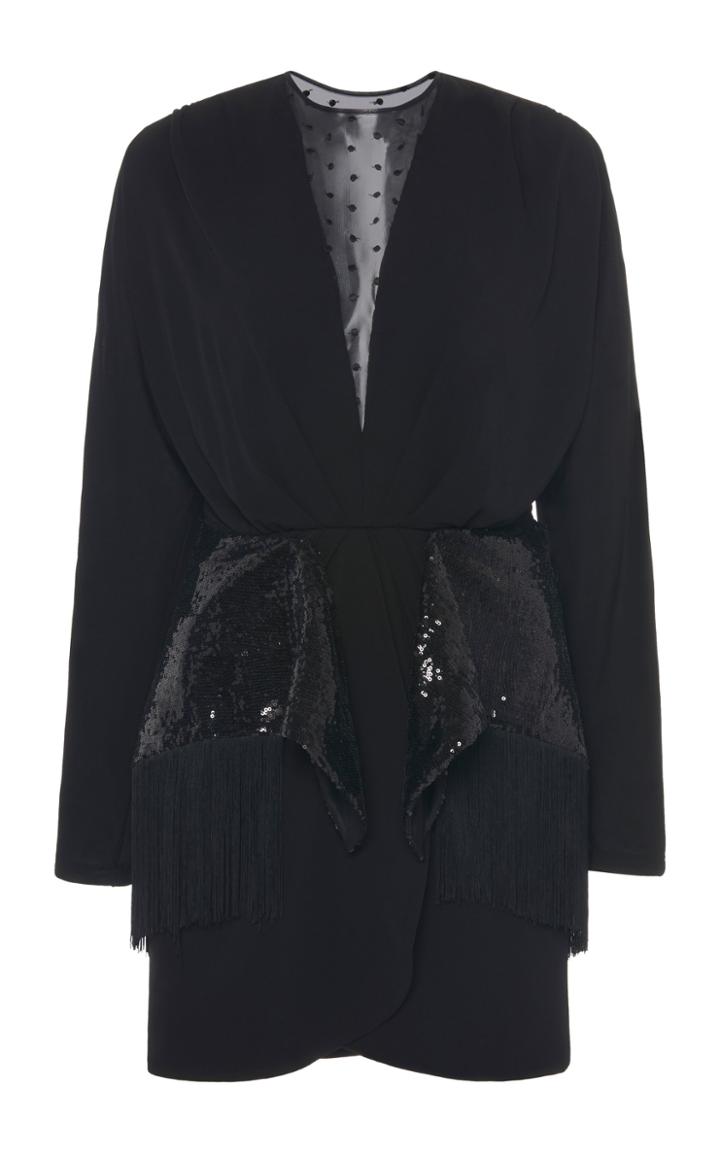 Dundas Sequined Fringed Crepe Mini Dress
