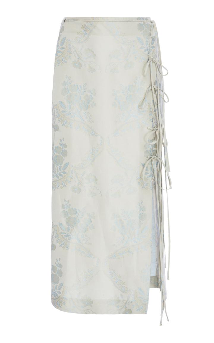 Brock Collection Oleandro Cotton Silk Tie Detail Skirt
