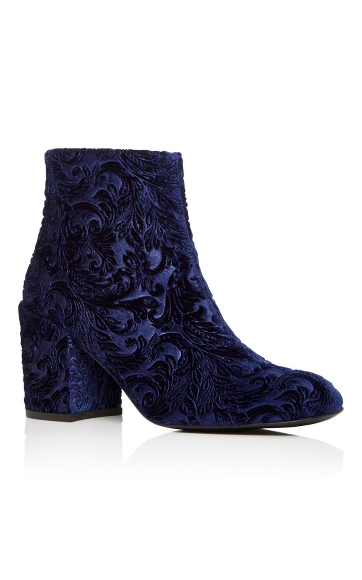 Stuart Weitzman Bacari Embossed Velvet Ankle Boots