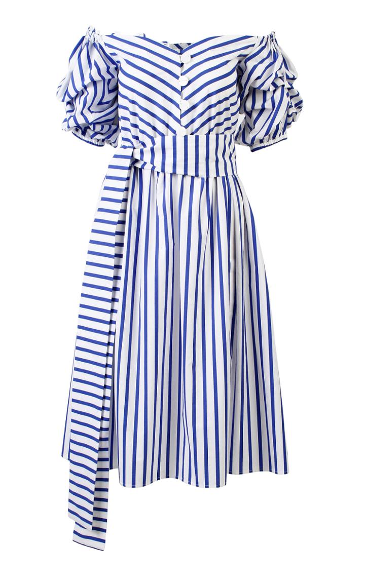 Anouki Striped Off-shoulder Dress