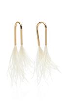 Moda Operandi Cult Gaia Gold-tone Meta Ostrich Feather Earrings