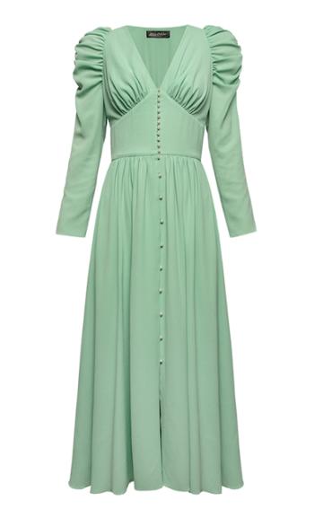 Anna October Gardenia Button-accented Crepe De Chine Dress