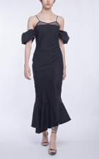 Anas Jourden Off-the-shoulder Lace-wool Midi Dress