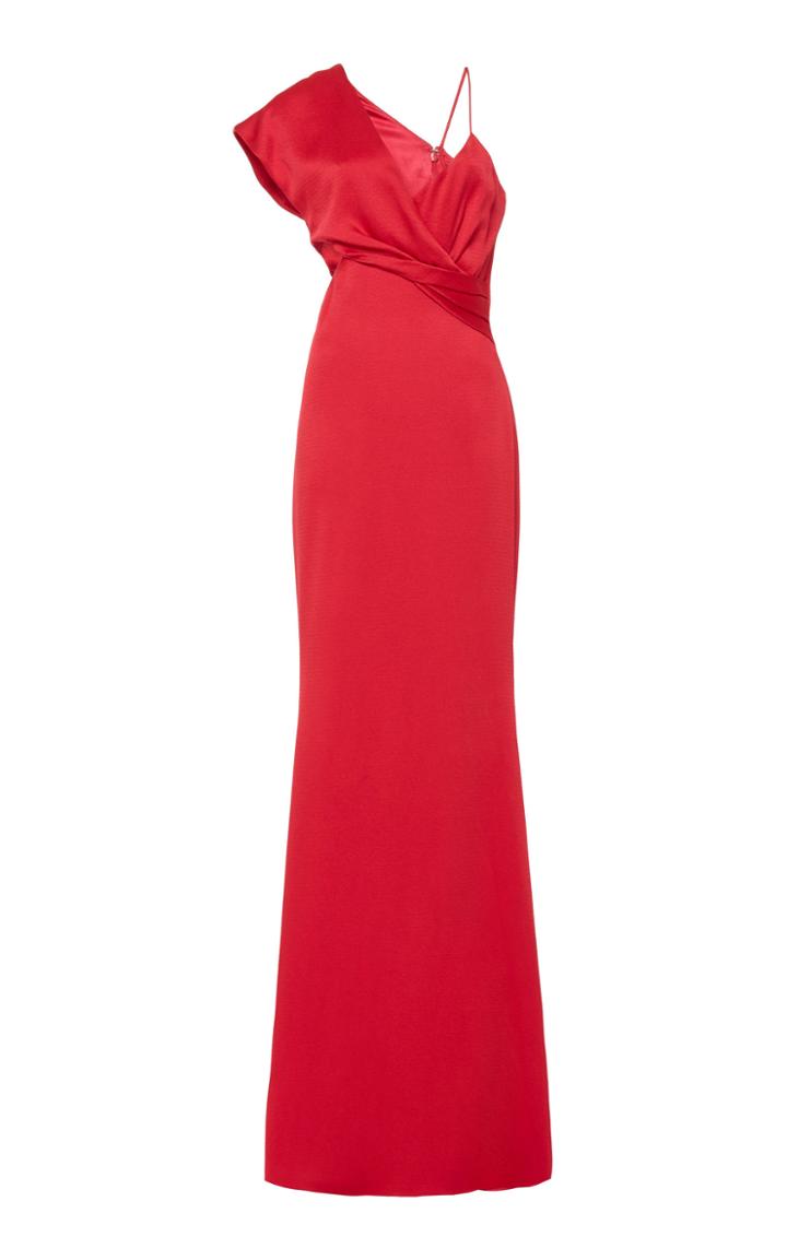 Cushnie Asymmetric Side Cut Out Satin Gown