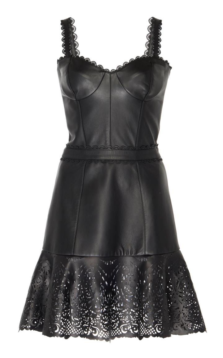 Zuhair Murad Alicante Laser-cut Leather Mini Dress