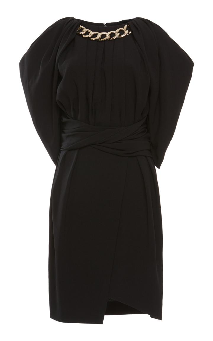 Elie Saab Draped Bodice Sable Mini Dress