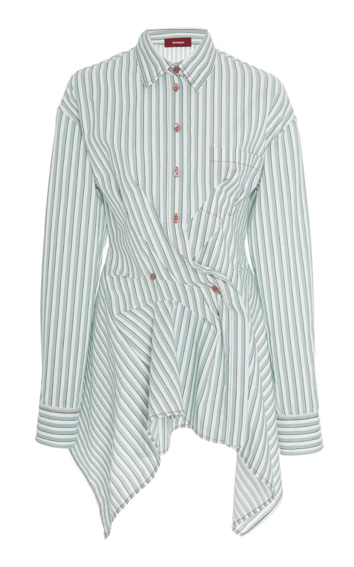 Sies Marjan Ainsley Striped Peplum Cotton-blend Shirt
