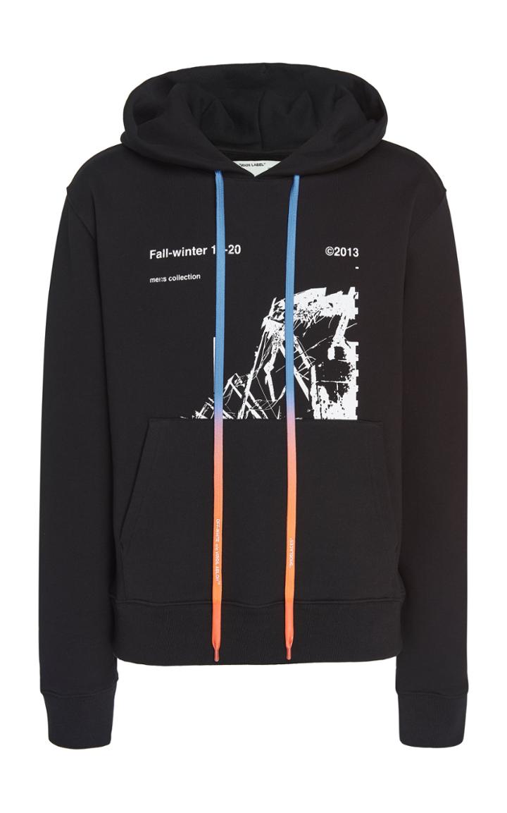 Off-white C/o Virgil Abloh Ruined Factory Printed Cotton-terry Hooded Sweatshirt