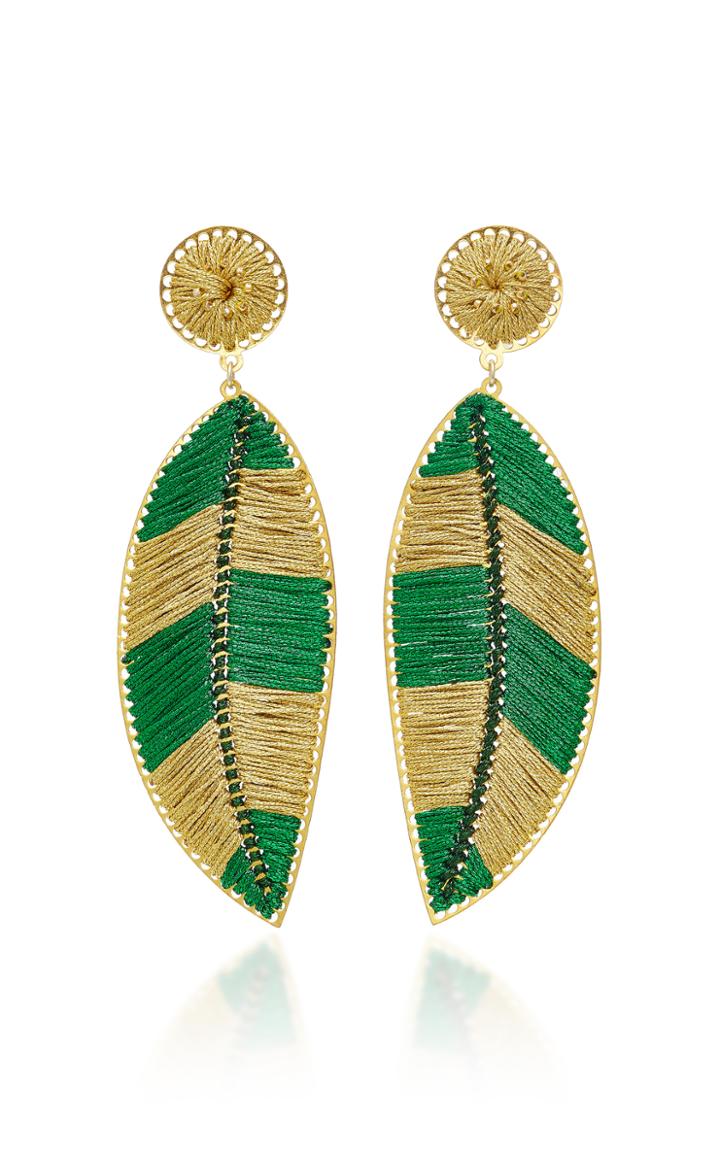 Mercedes Salazar Hoja Del Paramo Verde Earrings