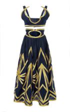 Yuliya Magdych Cleopatra Embroidered Linen Top And Skirt Set