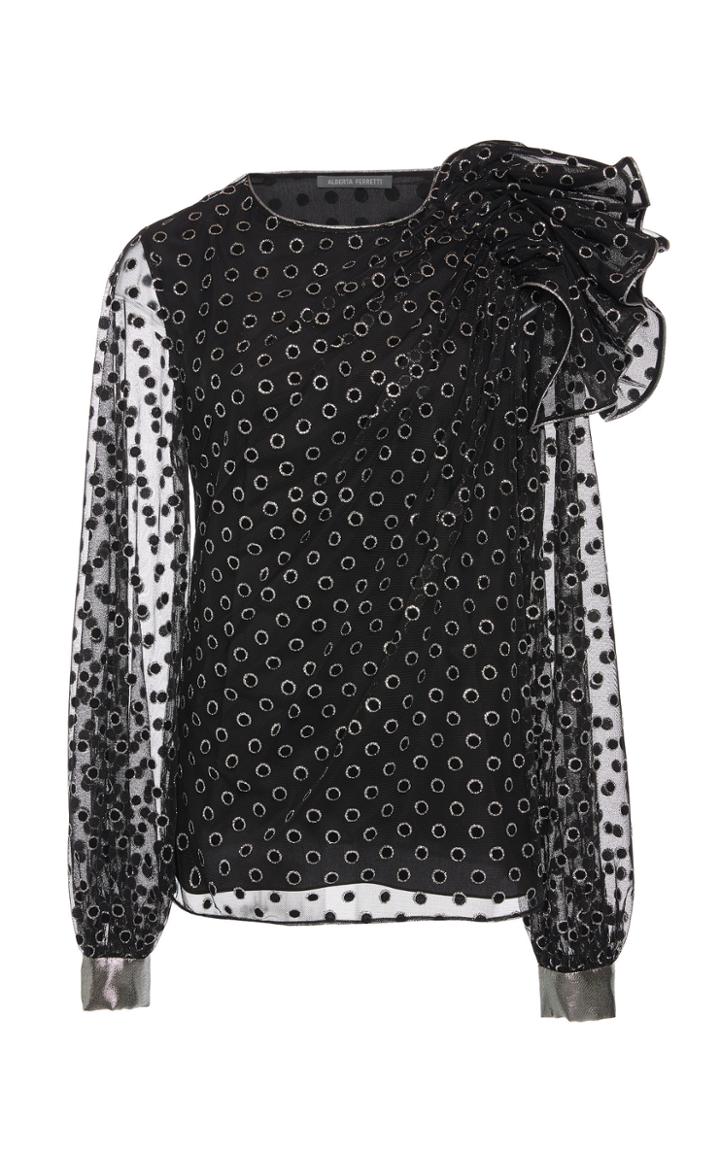 Alberta Ferretti Polka Dot Tulle Blouse