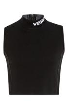 Versace Mock Neck Sleeveless Cropped Top