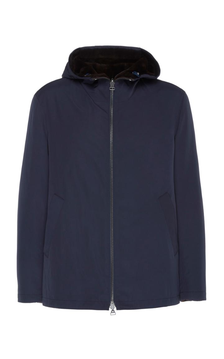 Yves Salomon Paris Reversible Hooded Wool And Shell Parka Size: 48