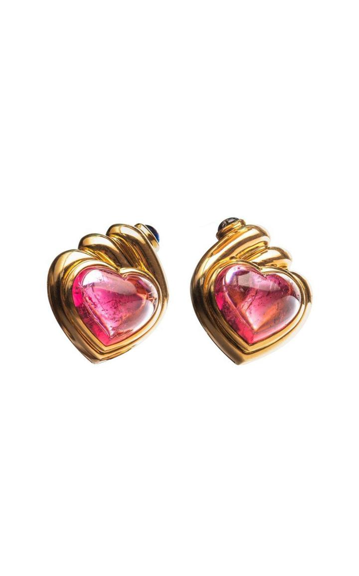 Moda Operandi Tiina Smith Vintage Bulgari Tourmaline & Sapphire Heart Earrings