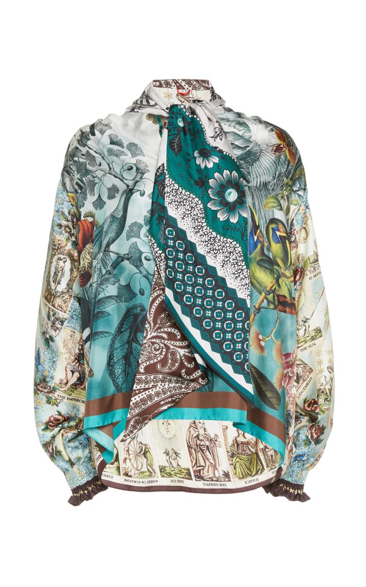 Moda Operandi For Restless Sleepers Alfito Printed Silk Tie-neck Blouse Size: S