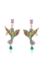 Anabela Chan Rainbow Hummingbird 18k Gold Multi-stone Drop Earrings