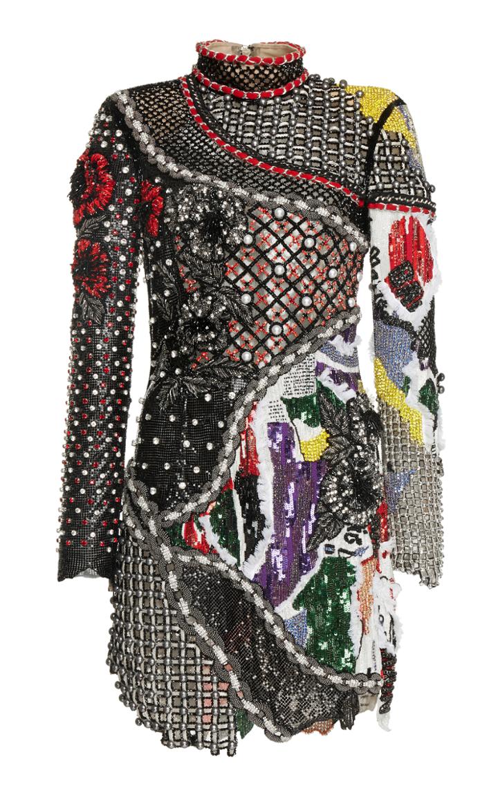Balmain Short Embroidered Torn Dress