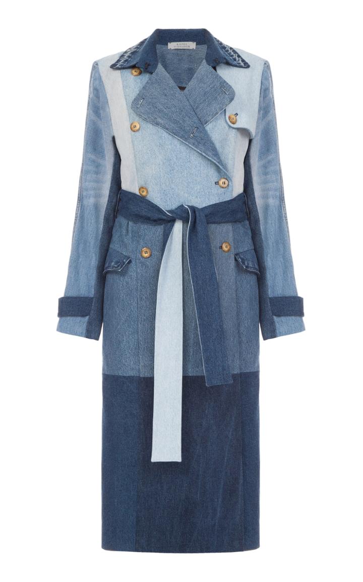 Ksenia Schnaider Reworked Denim Patchwork Trench Coat