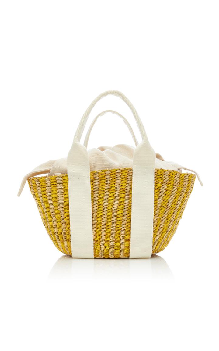 Muun Ava Mini Straw And Cotton-canvas Tote