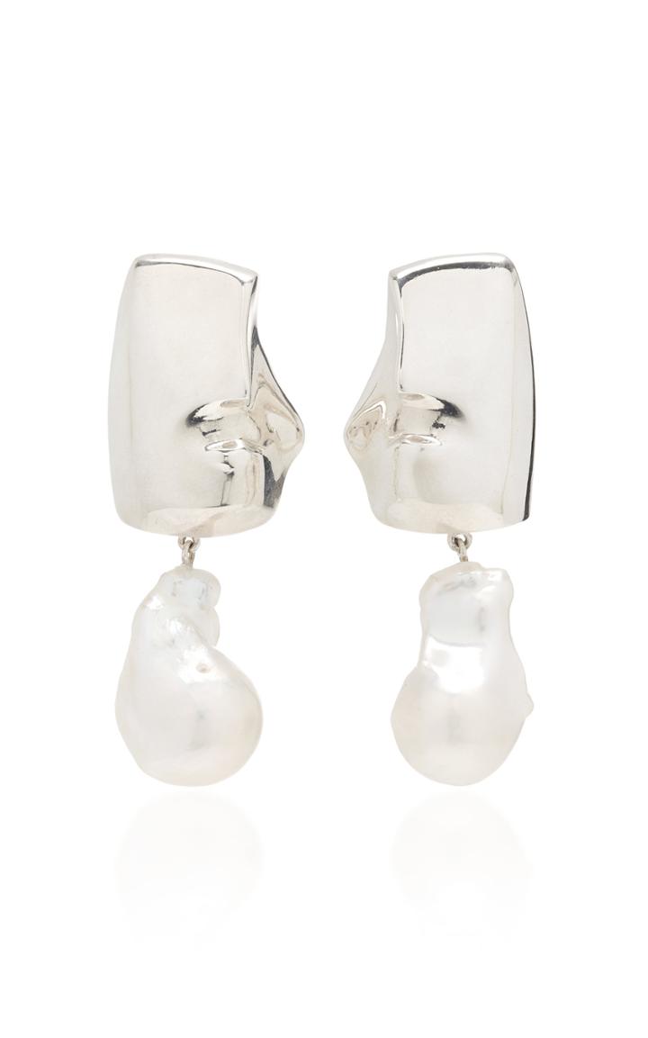 Agmes Sappho Sterling Silver And Pearl Drop Earrings
