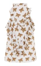 Rodarte Butterfly-print Ruffled Cloqu Maxi Skirt