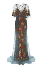 Marchesa Floral Embroidered Tulle Gown